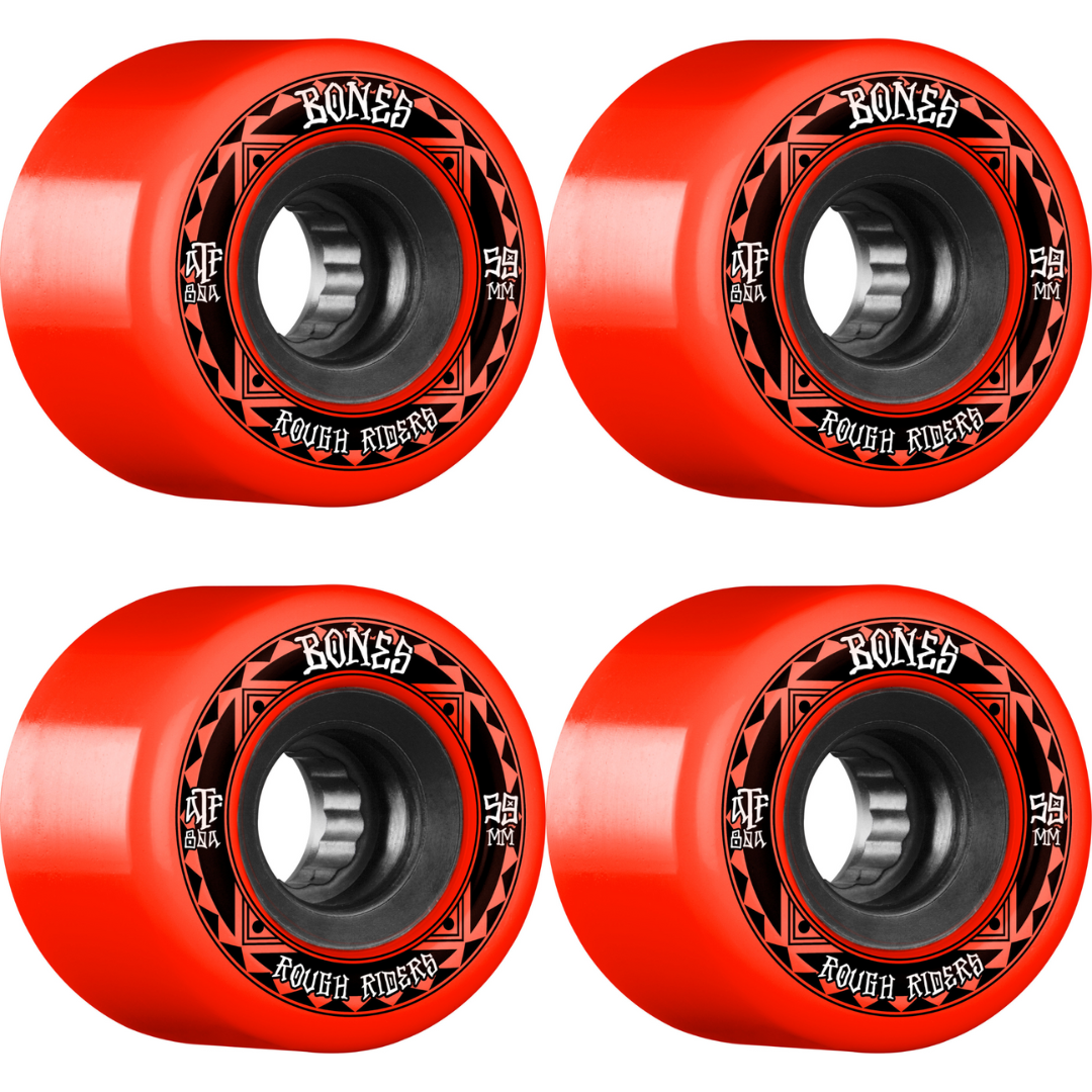 59mm Bones Wheels ATF Rough Rider Skateboard Wheels Runners 80a Red