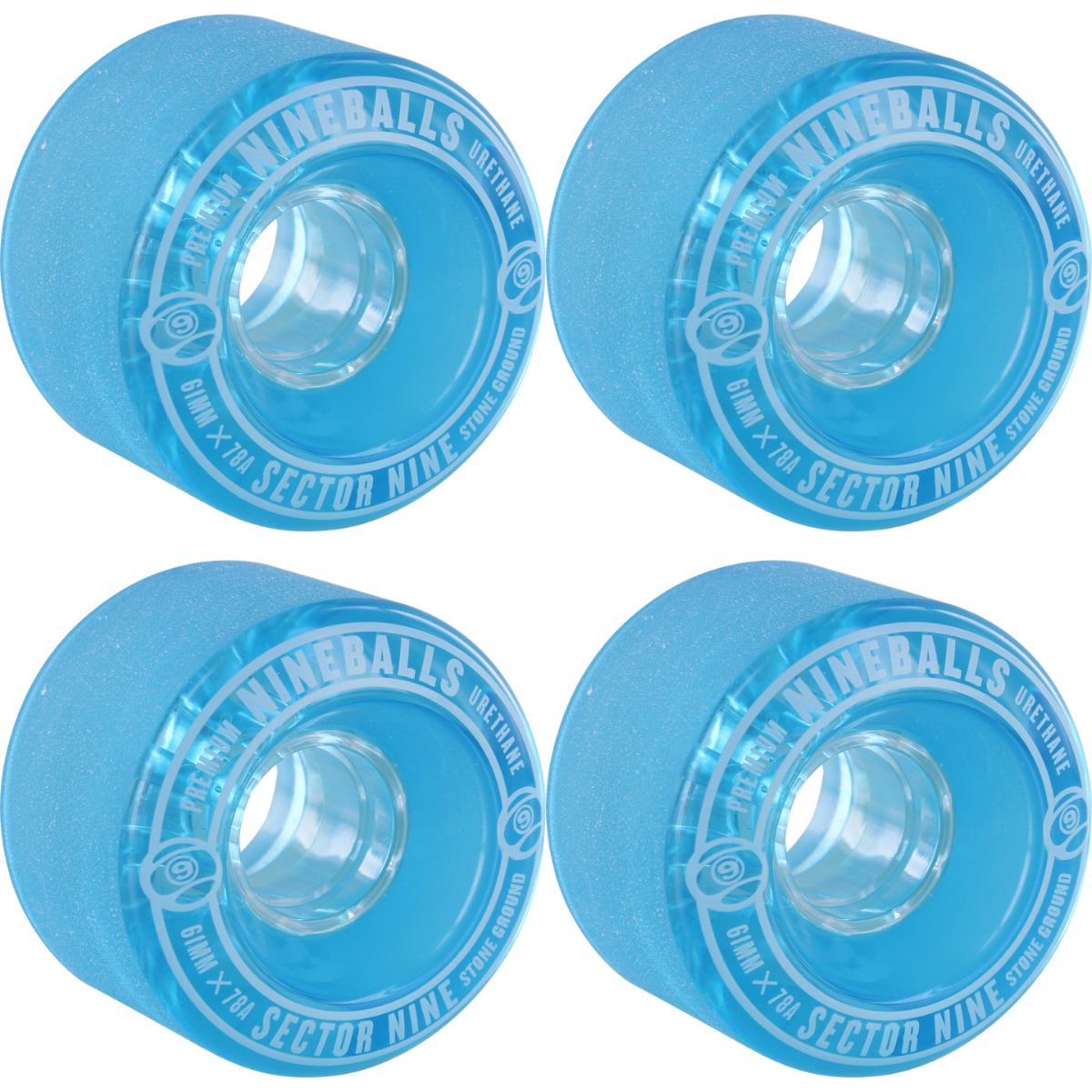 61mm Sector 9 Nineballs Wheels Clear Blue 78a