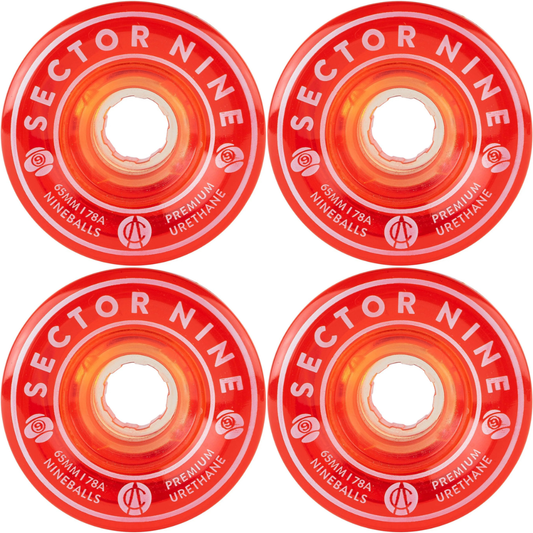65mm Sector 9 Nineballs Wheels Red 78a