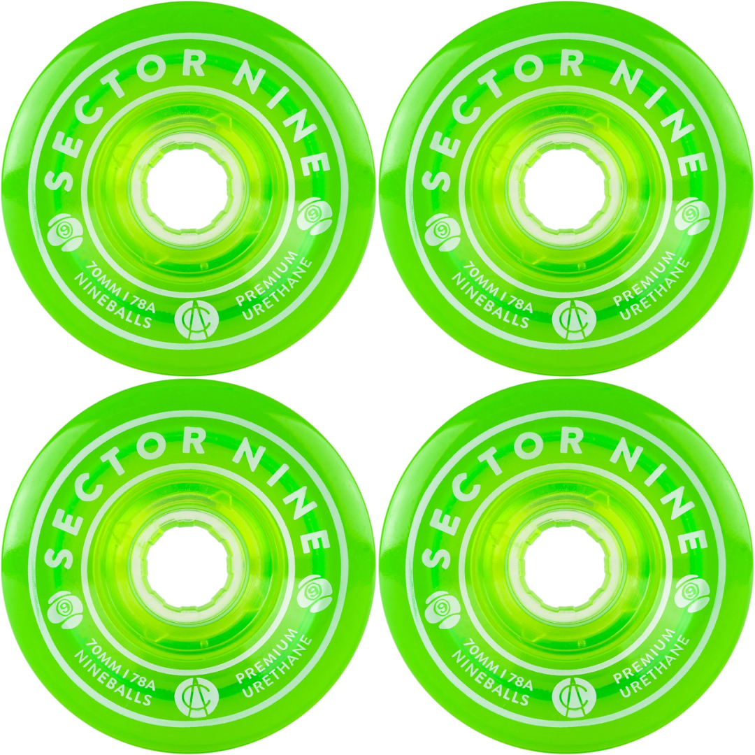 70mm Sector 9 Nineballs Green Wheels 78a