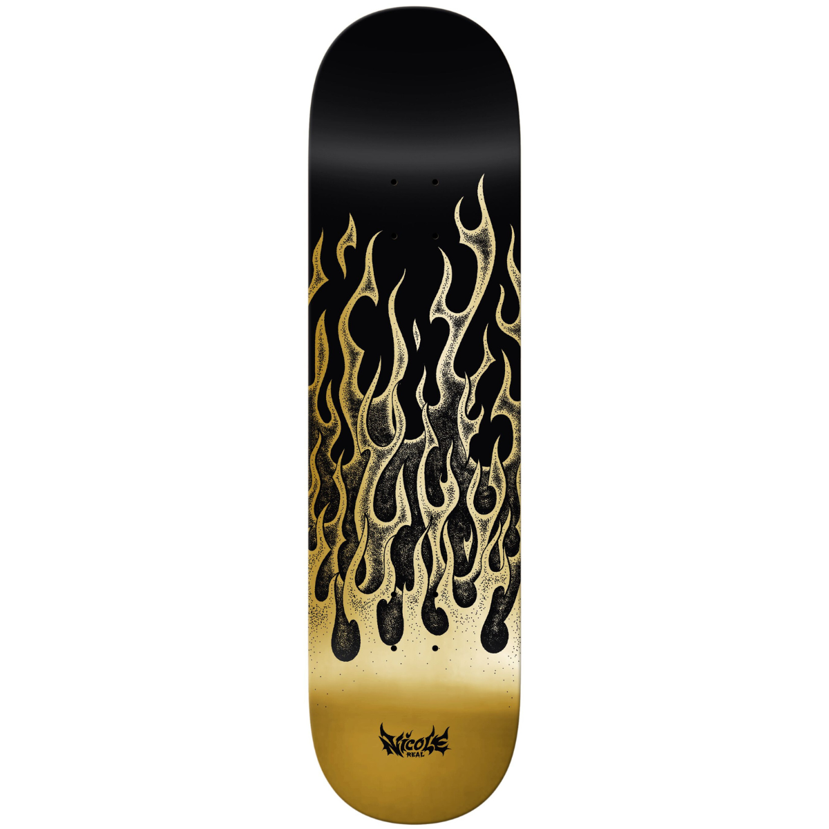 8.25" Real Nicole Hause Flames Redux Twin Nose Skateboard Deck - Gold Foil