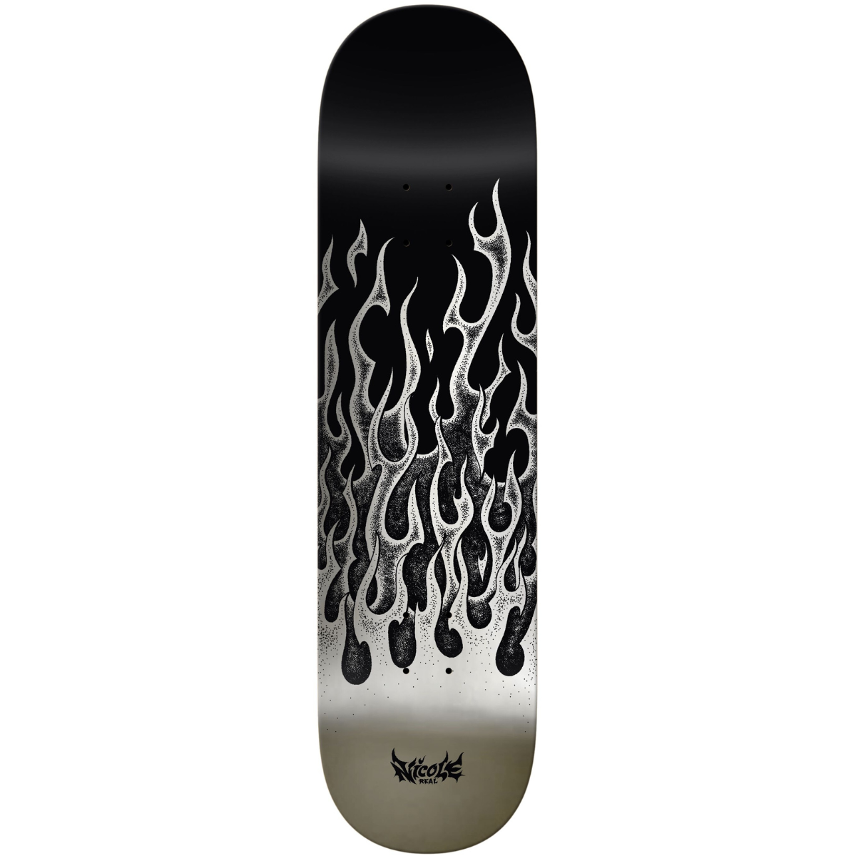 8.5" Real Nicole Hause Flames Redux Twin Nose Skateboard Deck - Silver Foil