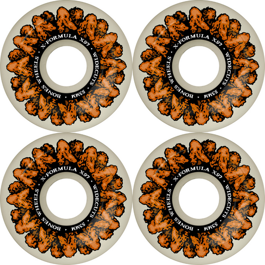 53mm Bones Wheels X-Formula Wingin It Skateboard Wheels V6 Wide Cuts 97a