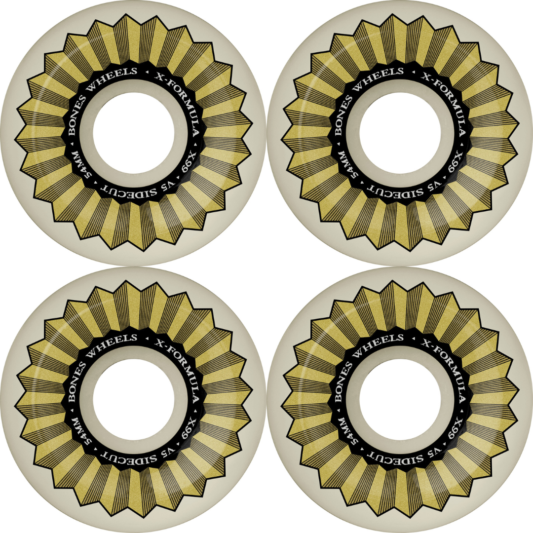 54mm Bones Wheels X-Formula Skateboard Wheels V5 Sidecut 99a