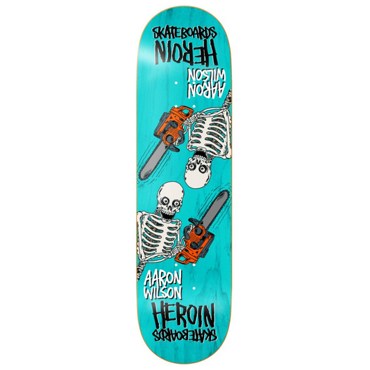 8.5" Heroin Skateboards Aaron Wilson Chainsaw Skeletons Symmetrical Deck