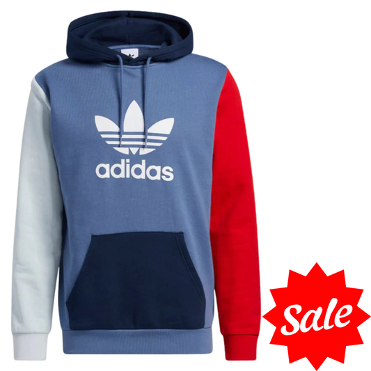 Adidas Blocked Trefoil Hoodie - Blue / Grey / Red