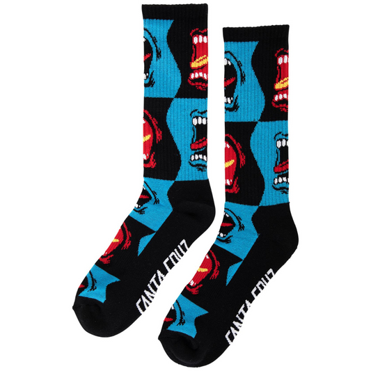 Santa Cruz Allover Screaming Strip Crew Socks Screaming Check
