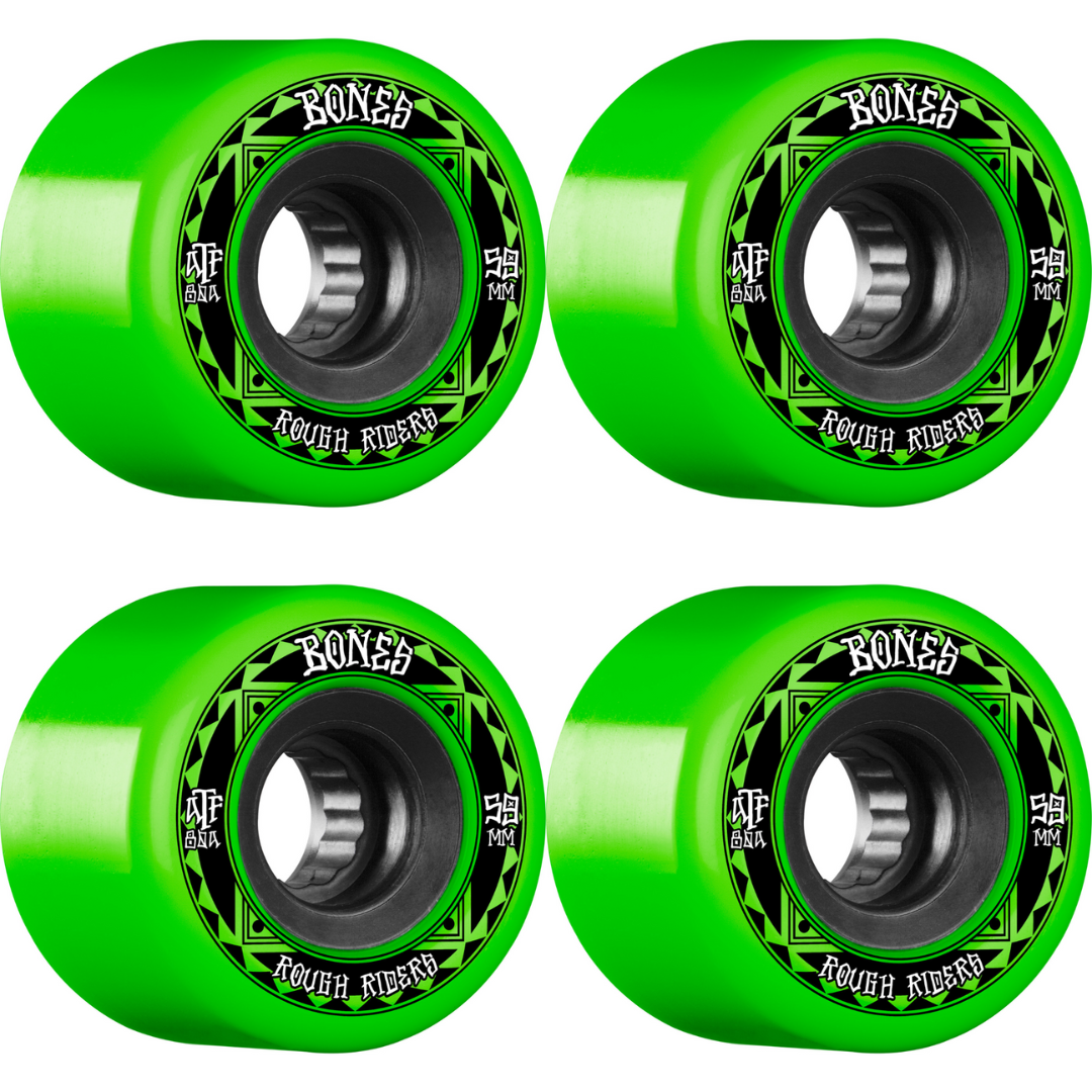 59mm Bones Wheels ATF Rough Rider Skateboard Wheels Runners 80a Green