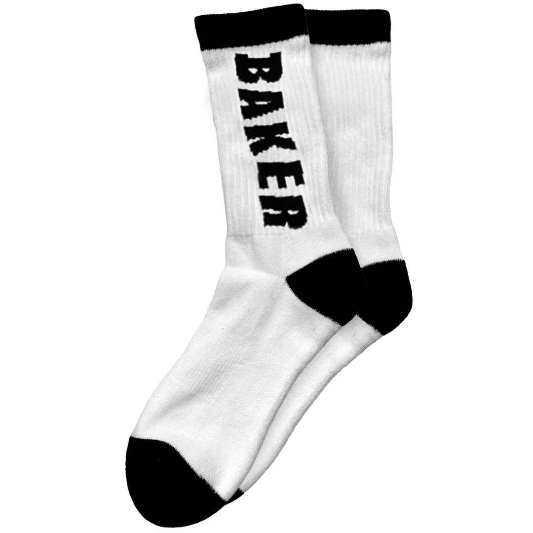 Baker Skateboards Black Letters White Socks