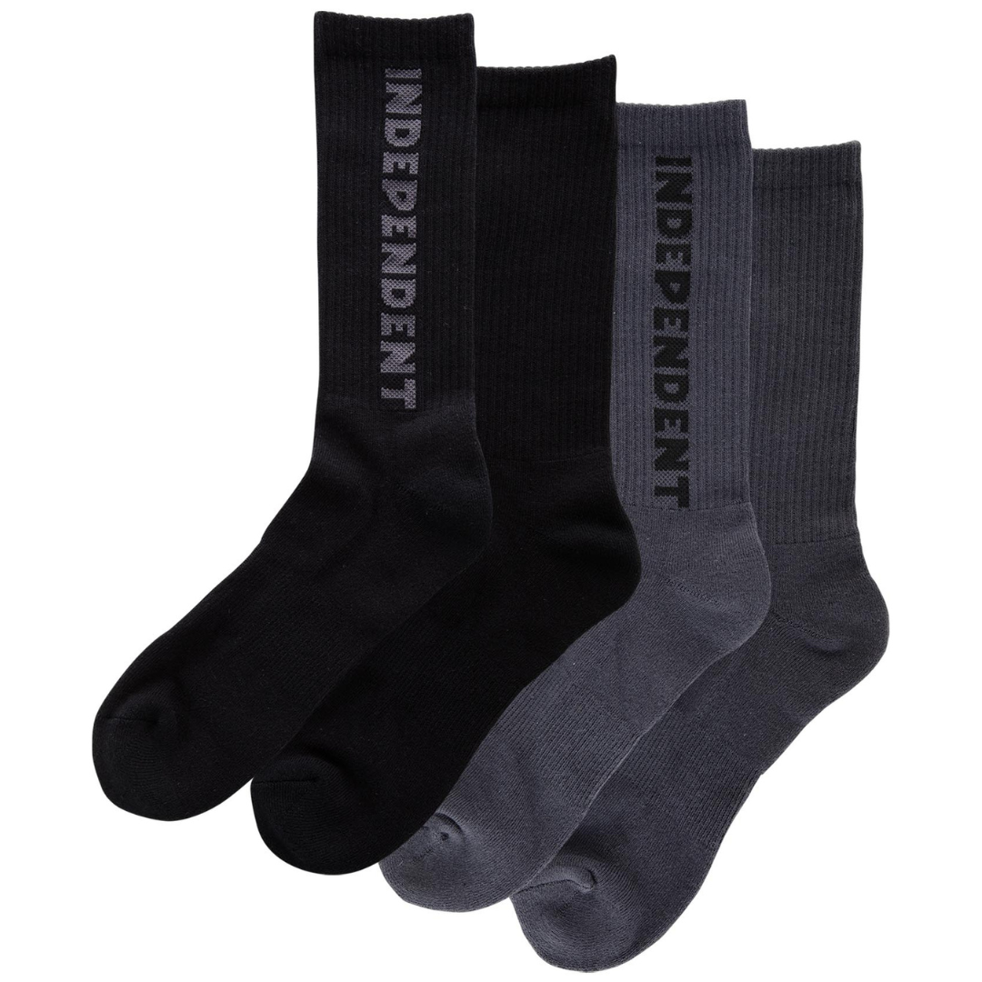 Independent Trucks Baseline Crew Socks - Black / Charcoal - 2 Pack