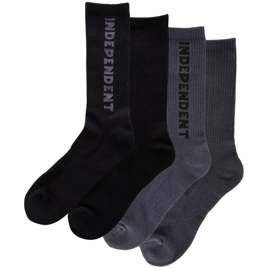 Independent Trucks Baseline 2 Pack Crew Socks Black / Charcoal 9-11 2 Pairs Mens