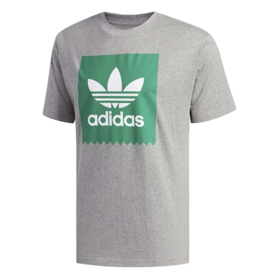 Adidas Solid BB T-Shirt - Heather Grey / Green