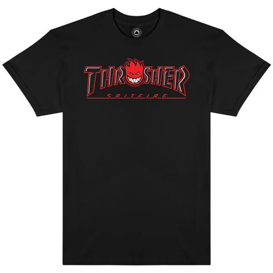 Thrasher Magazine x Spitfire Wheels Big Head Outline T-Shirt - Black