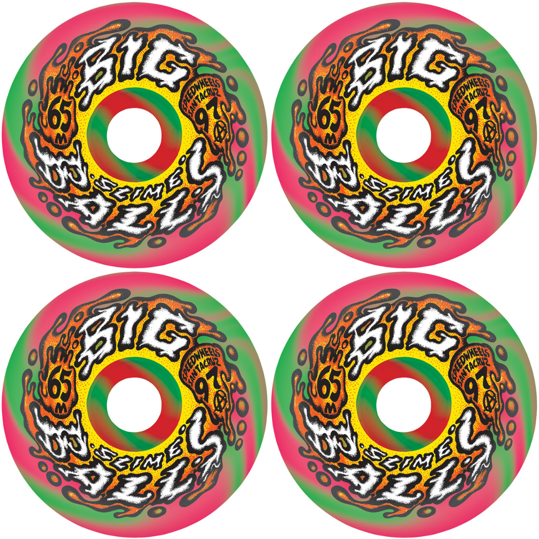 65mm Slime Balls Big Balls Pink / Green Swirl Wheels - 97a