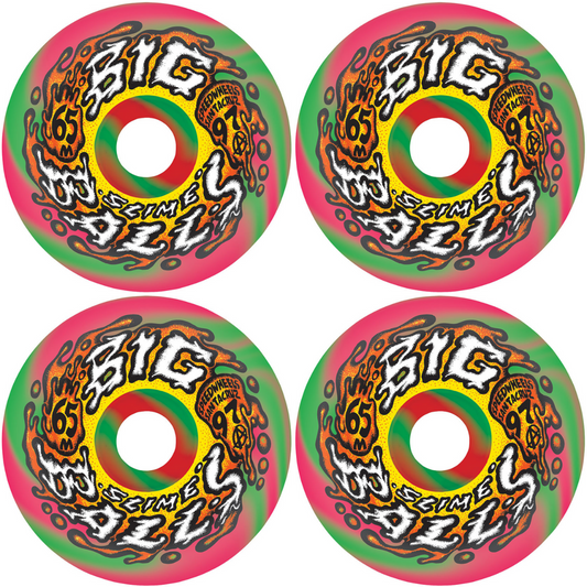 65mm Slime Balls Big Balls Pink / Green Swirl Wheels - 97a