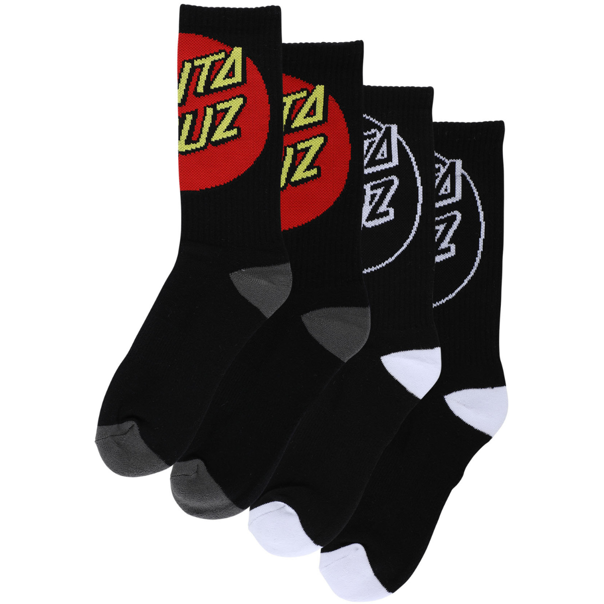 Santa Cruz Skateboards Big Cruz 2 Pack Crew Socks - Black / Multi - 2 Pairs