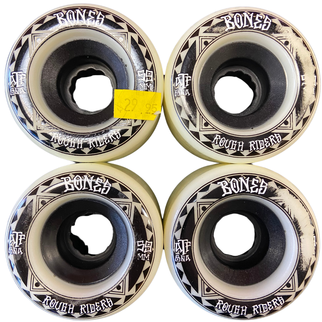 *BLEMISHED* 59mm Bones Wheels ATF Rough Riders Skateboard Wheels Runners 80a White