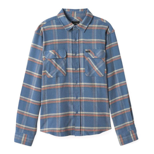Brixton Bowery Stretch Water Resistant L/S Flannel - Flint Blue/Mineral Grey/Burnt Red