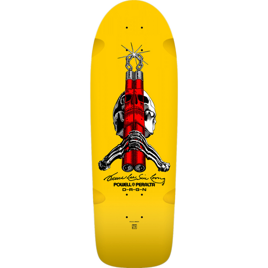 10.0" Powell Peralta x Bruce Lee Skull & Nunchucks Collab Skateboard Deck - Yellow