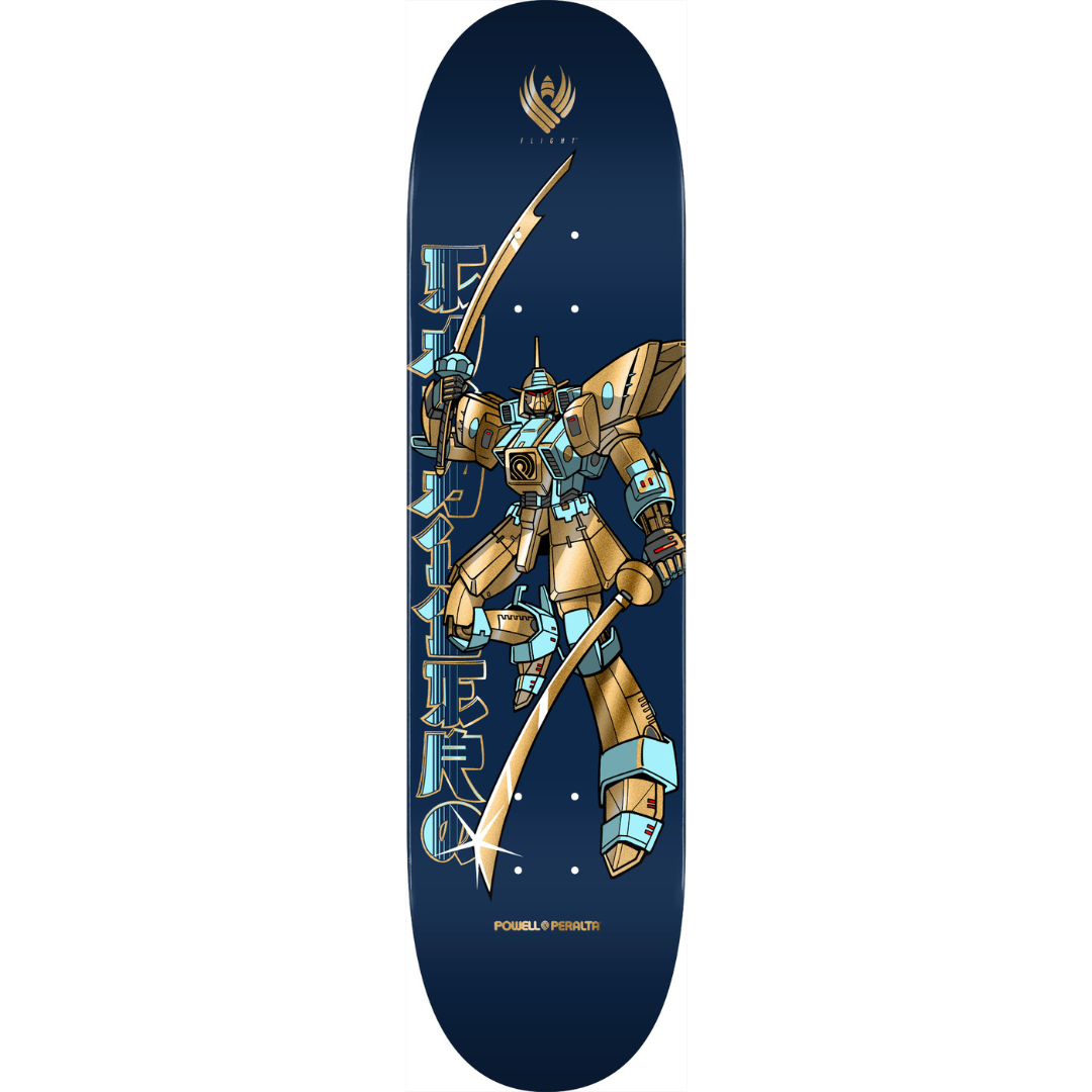 8.5" Powell Peralta Steve Caballero Gundam Flight Skateboard Deck Blue / Gold Foil