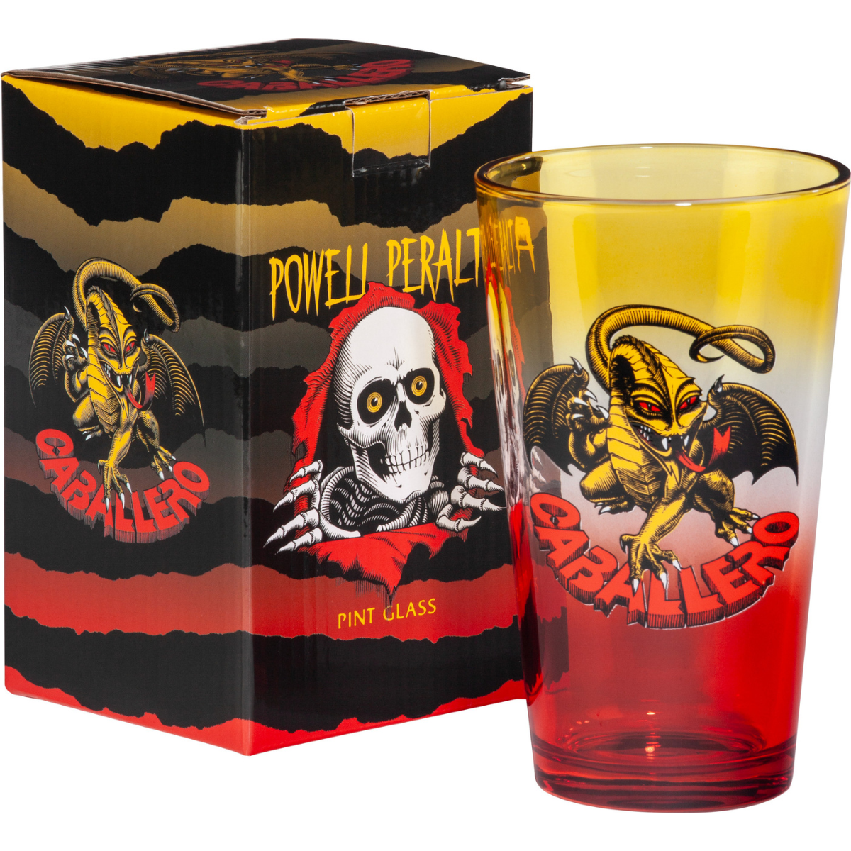 Powell Peralta Pint Glass OG Caballero Dragon - Yellow / Red Fade