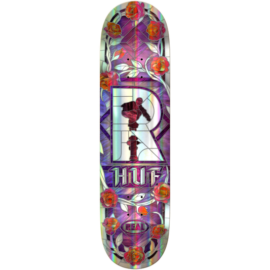 8.25" Real Huf Holographic Cathedral Rainbow Foil Skateboard Deck
