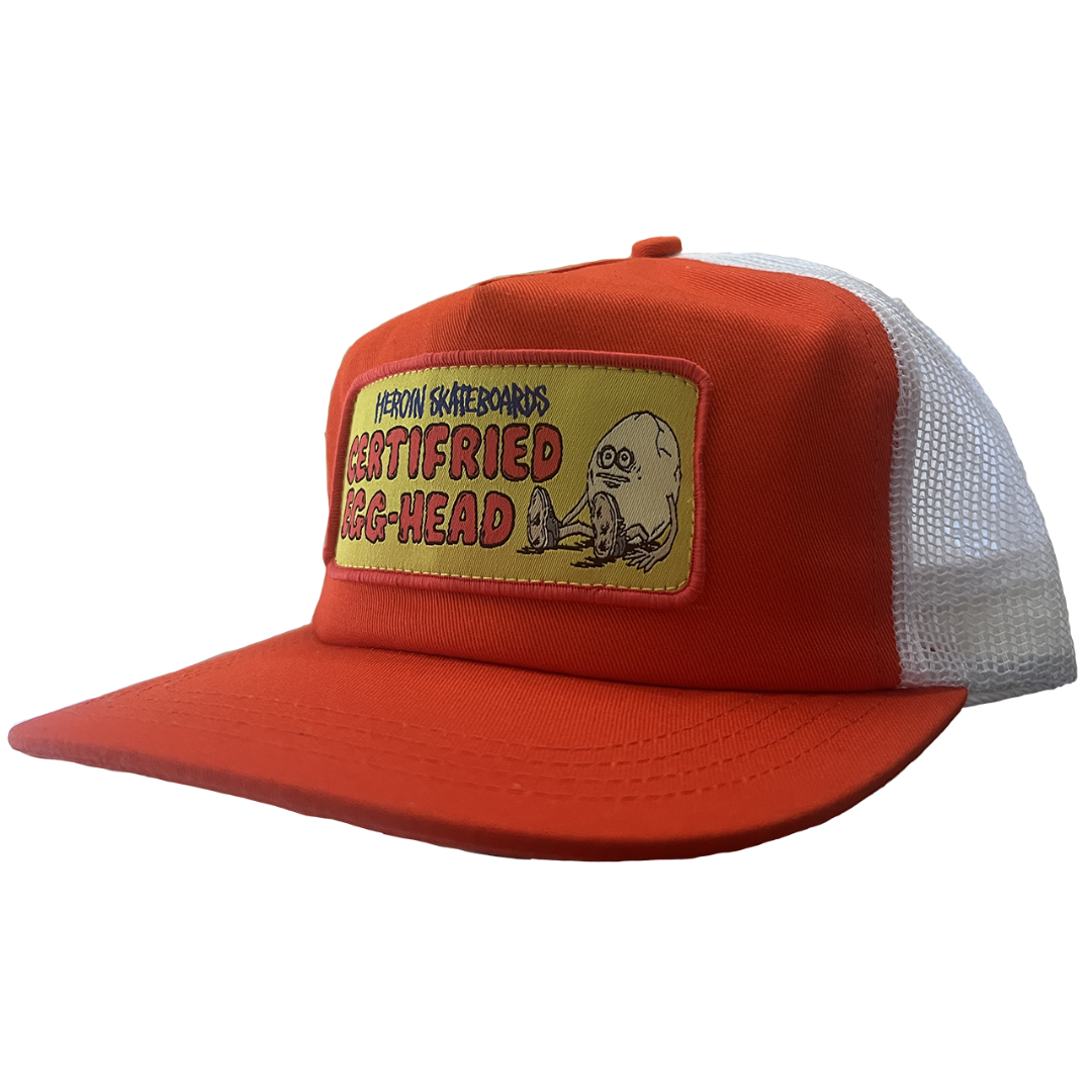 Heroin Skateboards Certifried Egg Head Trucker Hat - Orange
