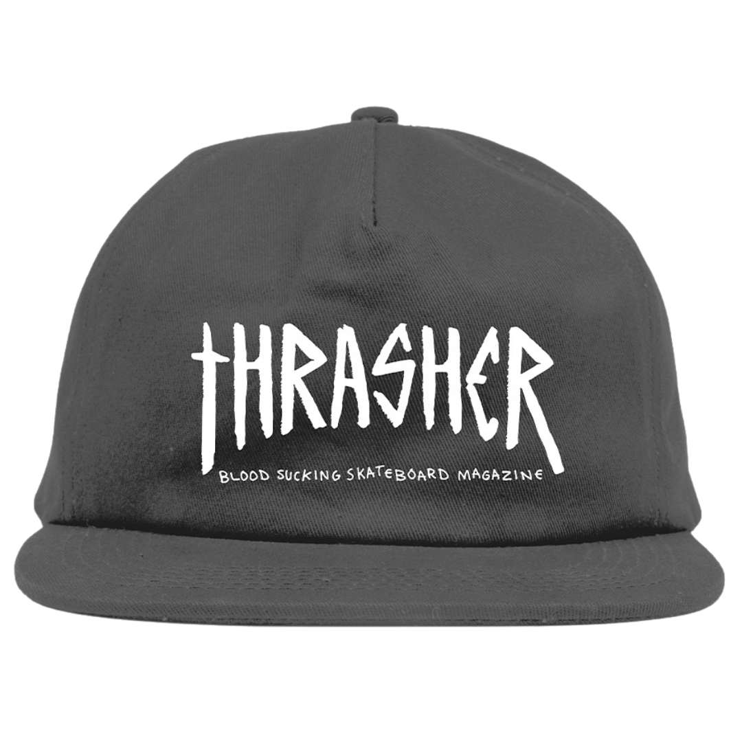 Thrasher Magazine x Toy Machine Scratch Snapback Hat - Charcoal