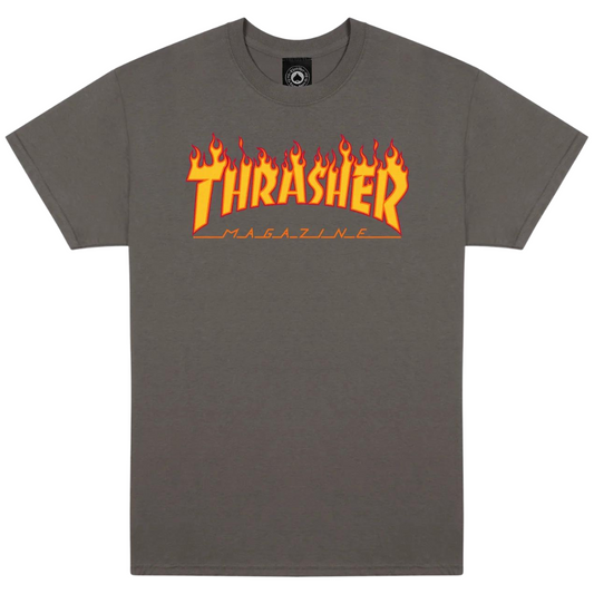 Thrasher Magazine Flames T-Shirt - Charcoal Grey