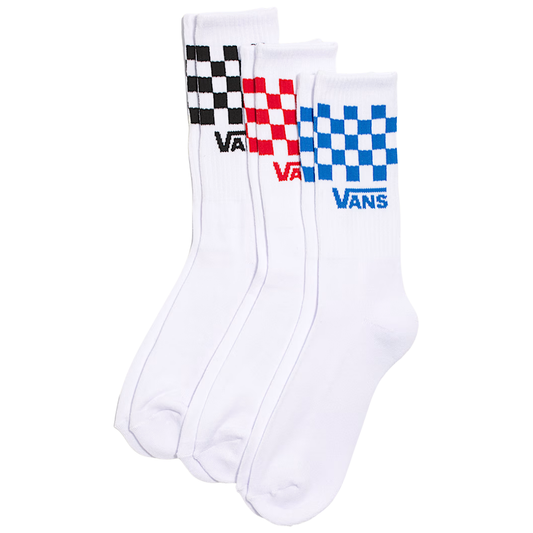 Vans Classic Check Crew Socks 3 Pack - Checkerboard White