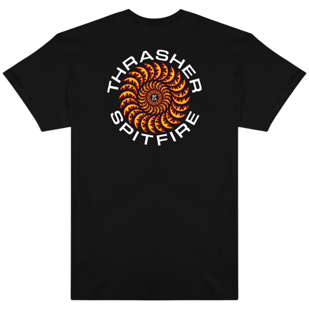 Thrasher Magazine x Spitfire Wheels Classic Swirl T-Shirt - Black