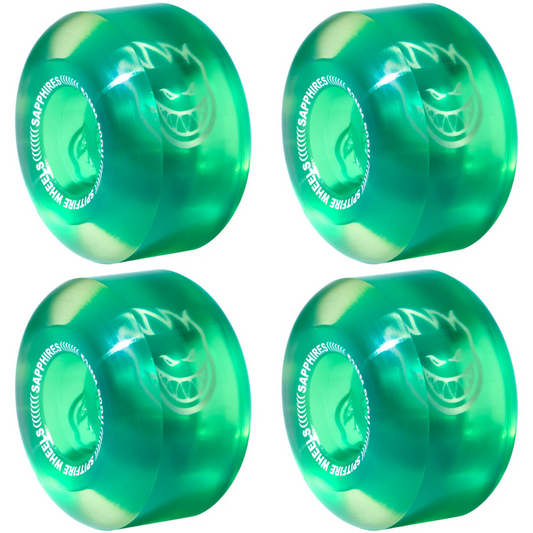 53mm Spitfire Wheels 90D Sapphires Radial Clear / Green