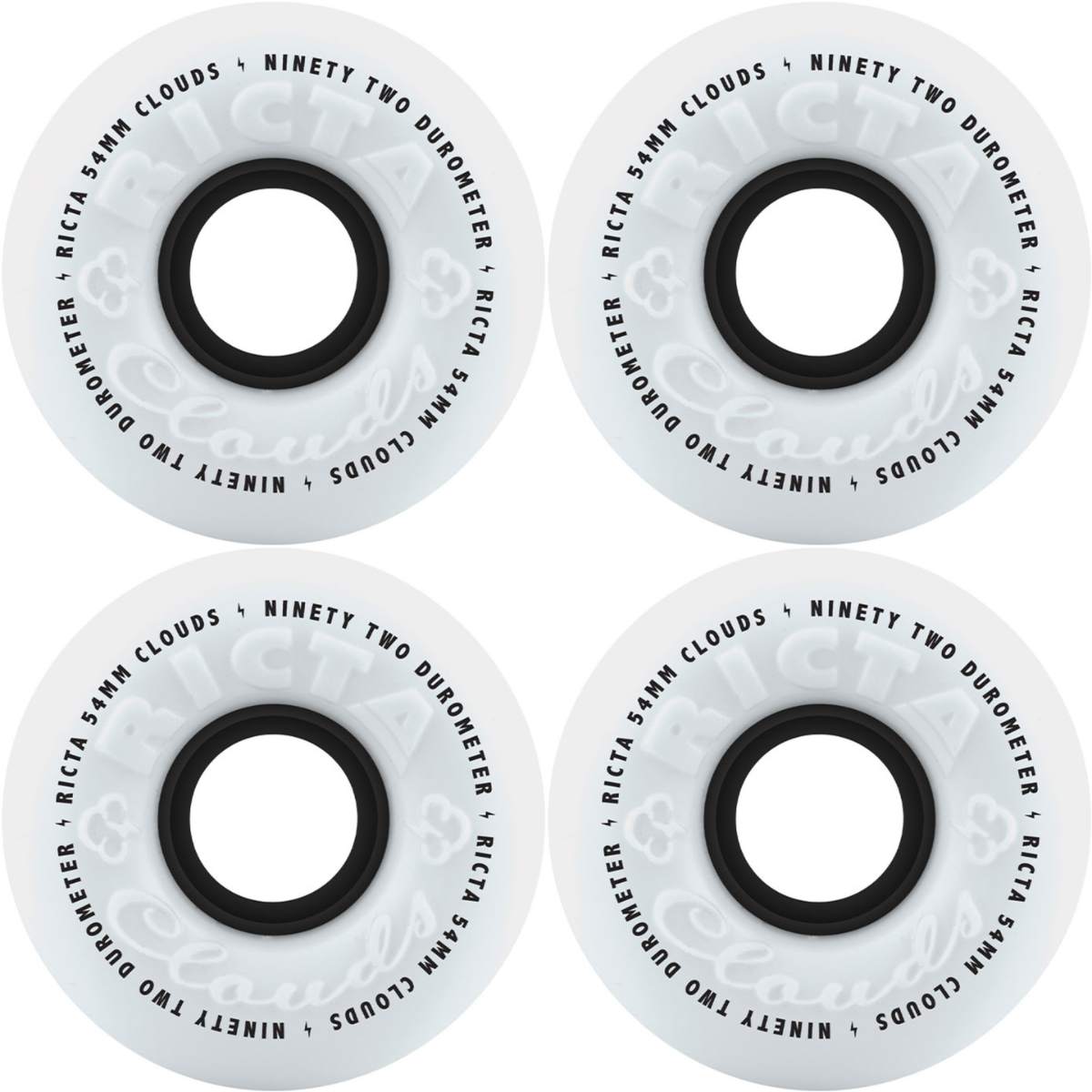 54mm Ricta Clouds Skateboard Wheels White / Black 92a