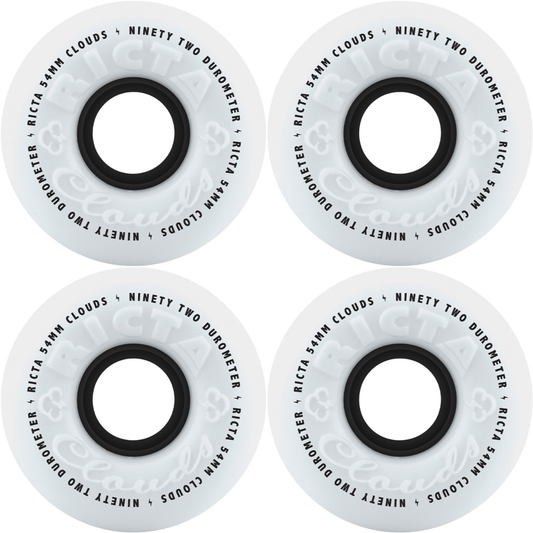 54mm Ricta Clouds Skateboard Wheels White / Black 92a