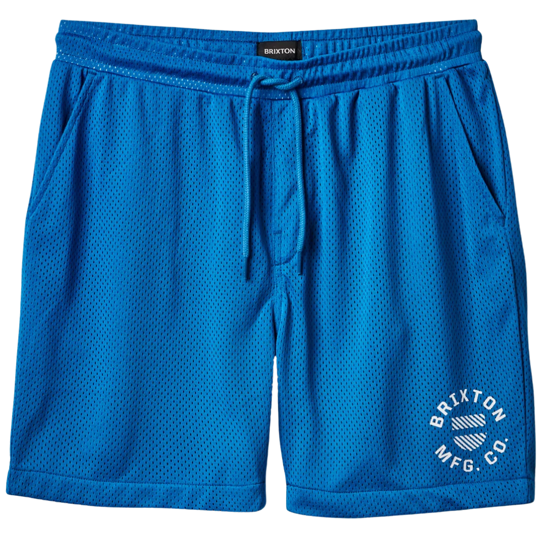 Brixton Shield Crest Mesh Shorts - Sky Blue