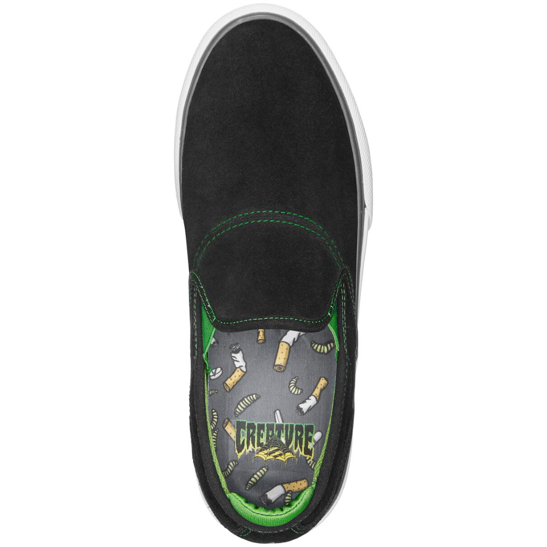 Emerica x Creature Skateboards Wino G6 Slip-On Black / Green Skate Shoes
