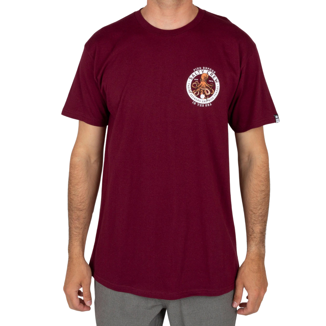 Salty Crew Deep Reach Short Sleeve T-Shirt - Burgundy