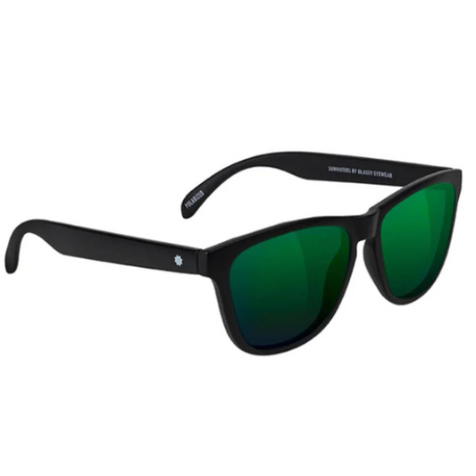 Glassy Deric Polarized Sunglasses - Black / Green Mirror