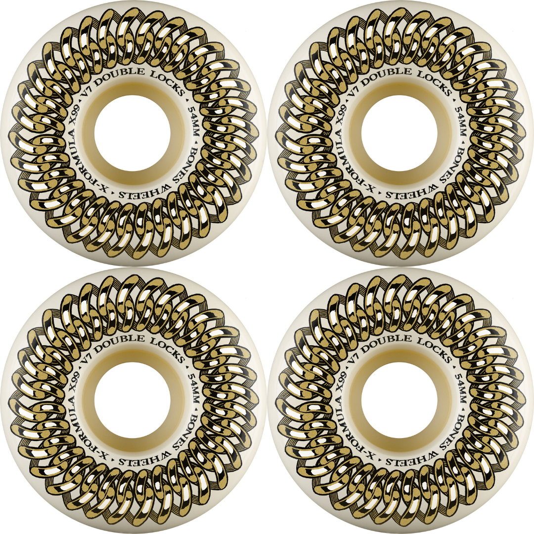 54mm Bones Wheels X-Formula Skateboard Wheels V7 Double Locks 99a