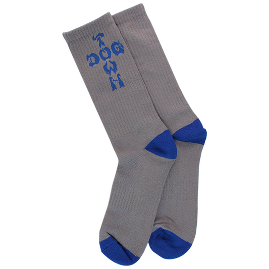 Dogtown Cross Letters Crew Socks - Grey / Blue