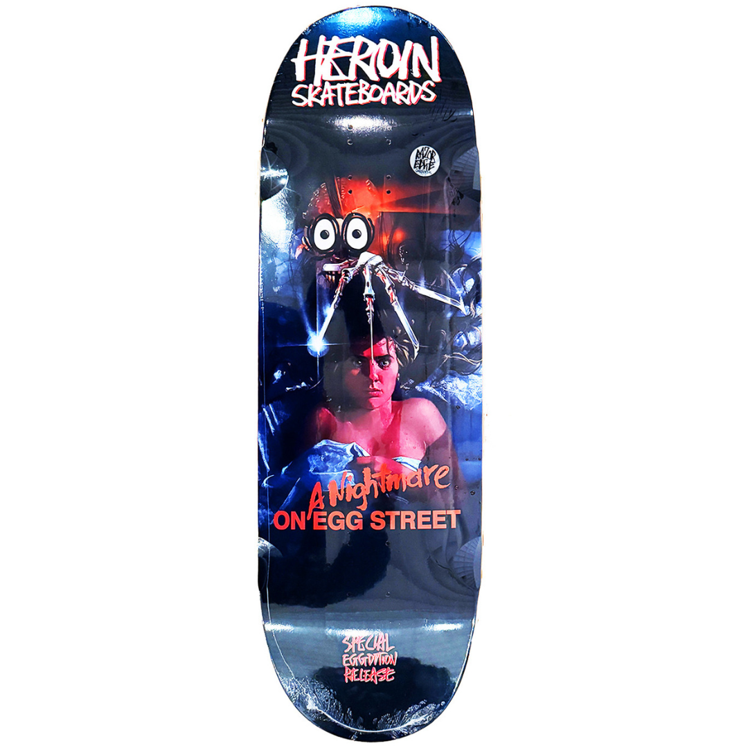 9.875" Heroin Nightmare On Egg Street Limited Edition Skateboard Deck