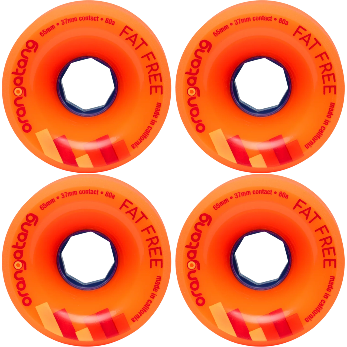 65mm Orangatang Fat Free Longboard Wheels - Orange 80a