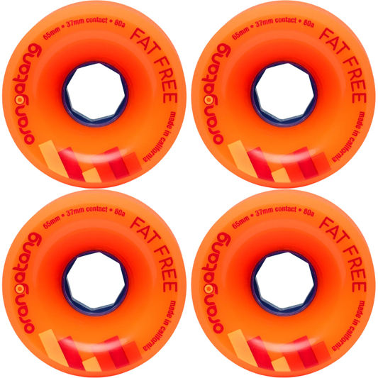65mm Orangatang Fat Free Longboard Wheels - Orange 80a