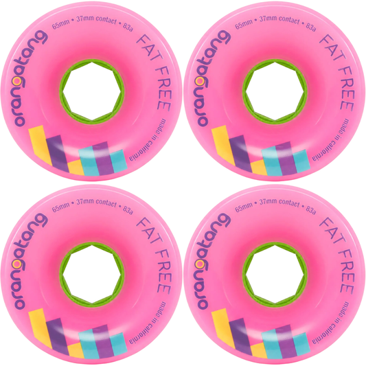 65mm Orangatang Fat Free Longboard Wheels - Pink 83a