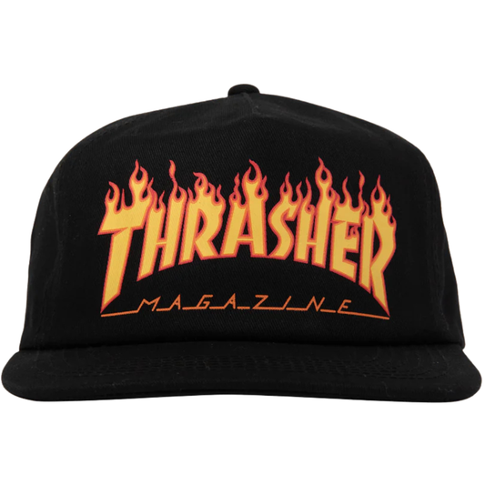 Thrasher Magazine Printed Flame Snapback Hat - Black