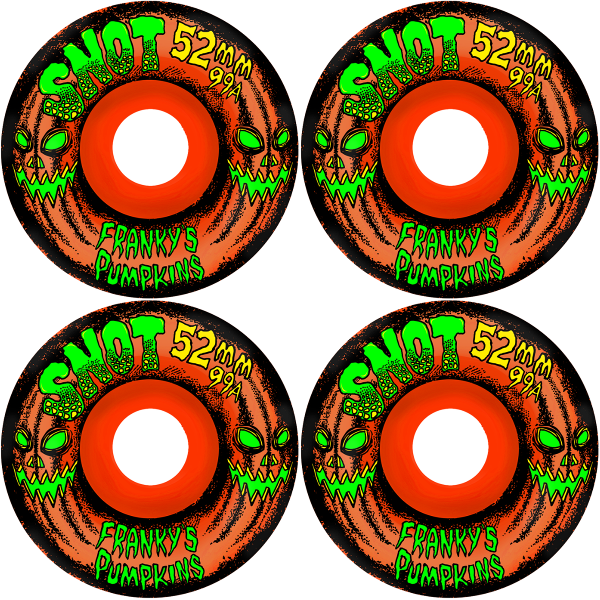 52mm Snot Wheels Franky Villani Franky's Pumpkins Skateboard Wheels 99a