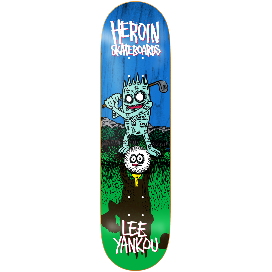 8.25" Heroin Lee Yankou Golf IMP Skateboard Deck - Assorted Stains