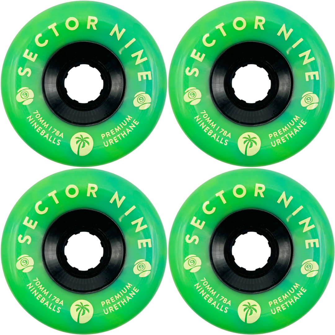 70mm Sector 9 Nineball Green Goblins Wheels 78a