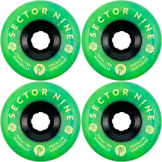 70mm Sector 9 Nineball Green Goblins Wheels 78a