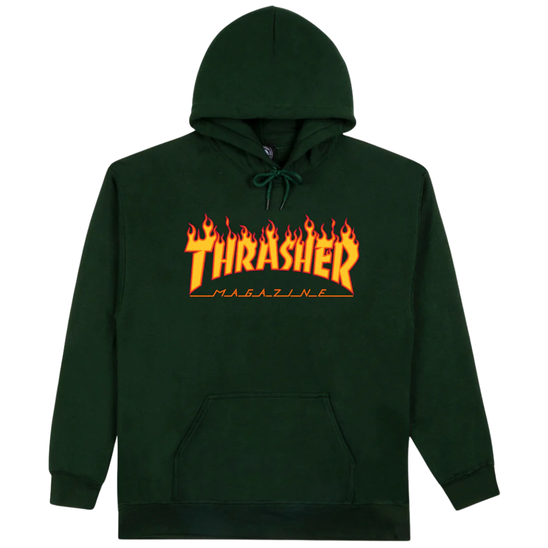 Thrasher Magazine Flame Logo Hoodie - Forest Green